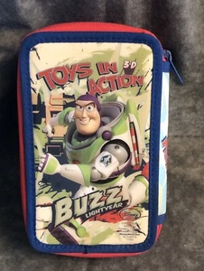 DISNEY Toys In 3-D Action 3 Pocket Pencil Case WOODY & BUZZ LIGHTYEAR Case Only! - Picture 1 of 12