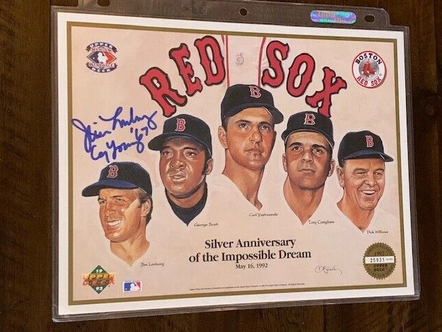 Foto autografiada por Jim Lonborg de los Medias Rojas de 8,5x11 Foto 1 de 1