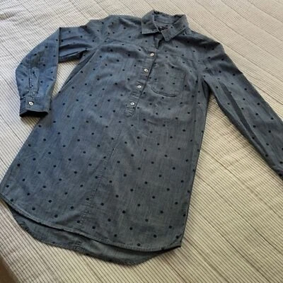 Top túnica cambray a lunares azul XS 100 % algodón twee preppy Gap para mujer Foto 1 de 4