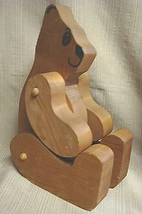 Handmade WOODEN 16" TEDDY BEAR  - Picture 1 of 6