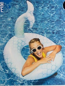 MERMAID TAIL RING POOL FLOAT Pool Beach SWIM Inflatable 33" X 31"NIB SUMMER FUN - Picture 1 of 3