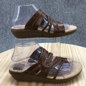 Baretraps Sandals Womens 8.5 M cSlide Toe-Loop Brown Faux Leather Wedge - Picture 1 of 22