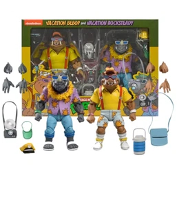 Pack Figurines NECA TMNT Tortues Ninja Vacation Bebop and Rocksteady collection - Imagen 1 de 18