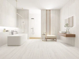 New Travertine Vein-cut Bianco Matt 600×1200 Large Format Porcelain Tile - Picture 1 of 4