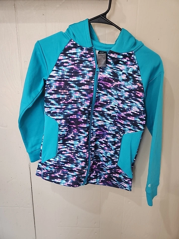 Champion Jacket Girls Size L 10-12 Teal Green Athletic Zip Fleece Hooded EUC - Image 1 of 4