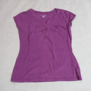 No Boundaries T Shirt Girls Size M 7-8 Purple Henley Short Sleeve Casual Tee - Picture 1 of 6