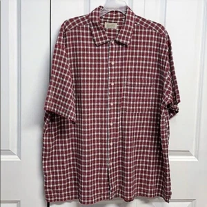 Camisa St. John’s Bay ROJA Blanca Azul Algodón a Cuadros Manga Corta Bolsillo Talla XL - Imagen 1 de 7