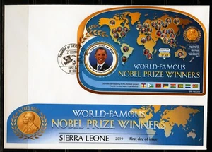 SIERRA LEONE 2019 NOBEL PRIZE WINNERS BARACK OBAMA SOUVENIR SHEET FDC - Picture 1 of 1