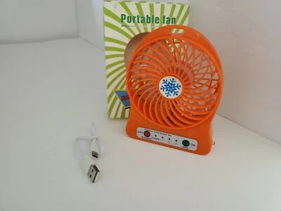 NEW Orange Rechargeable Mini Portable USB High 8 Hr 3 Speed Cooling Fan Y5 - Image 1 of 4