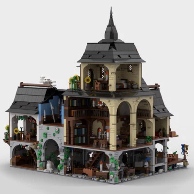 Modubrix Mocs Building Blocks Medieval Town Centre Sets Castle House Bricks Toys - Image 1 of 4