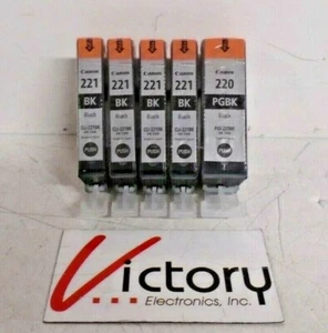 NIOB Canon PGI-220BK & CLI-221BK (x4) Black Ink Cartridges | 5 SEALED Ink Tanks - Picture 1 of 7
