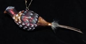 MOLDE VIDRIO SOPLADO FAISÁN PÁJARO CON COLA DE PLUMAS ADORNO NAVIDAD - Imagen 1 de 4