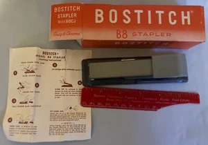 1970s VINTAGE BOSTICH B8 B8CJ STAPLER ORIGINAL BOX GREY CHROME HEAVY DUTY OFFICE - Picture 1 of 3