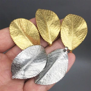 5pcs Gold/Silver Tone Stainless Steel Pendent Leaf Charm DIY Necklace Bracelet - Picture 1 of 8