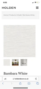 Roll of Holden Wallpaper Style Bambara-white - Picture 1 of 7