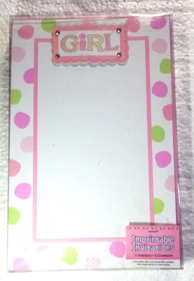 Girl's Party Invitations Announcement Pink Polka Dot 12 Count Customizable - Image 1 of 3