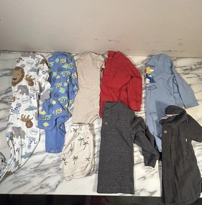 Baby Boy 12-18 Months Clothes Lot Bundle Of 8 Outfits Bodysuits Sleepers - Image 1 of 4