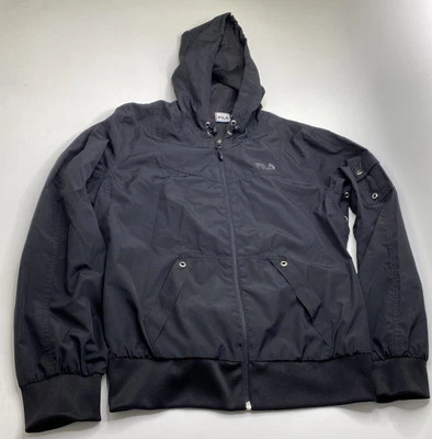 Vtg Fila Sport Women L Jacket Black Running Jogging Full Zip Soft Mesh Foto 1 de 4
