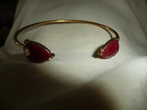 DELIQUET GOLD TONE WRAP AROUND W RED STONES AT END  BRACELET #9/6 - Picture 1 of 7
