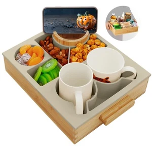 Couch Cup Holder,8 in 1 Divided Serving Tray with Handle for Sofa Bed RV Car ... - Picture 1 of 9