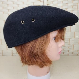 Vintage Wool Blend Black Flat Cap Men's Hat Size 59cm - Picture 1 of 7