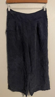 Masai Pants Womens Large Navy Cupro Culottes Cropped Wide Leg Elastic Waist - Image 1 of 4