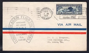 USA 1928 Lindbergh Flies Airmail Cover, Chicago to St Louis - Picture 1 of 2