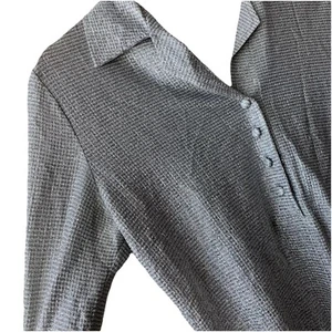Vintage 70er Silber Shirt Metallic Lurex Body Top M/L Disco Atomic Hollywood - Bild 1 von 9