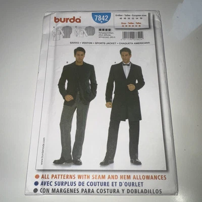 RARE & HTF BURDA 7842 Men's Jacket,  Sizes 36 38 40 42 44 46 UNCUT - Image 1 of 3
