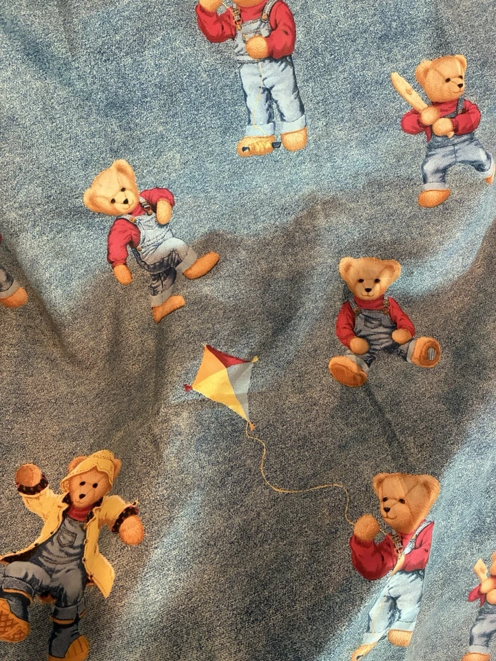 Cortina de Ducha Vintage Primavera Jean Denim Oso de Peluche EE. UU. 90 Retro Nostalgia Foto 1 de 4