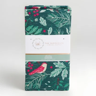 Juego de servilletas Rachel Ashwell Farmhouse 6 piezas Woodland 18” Navidad vacaciones pájaro NUEVO Foto 1 de 4