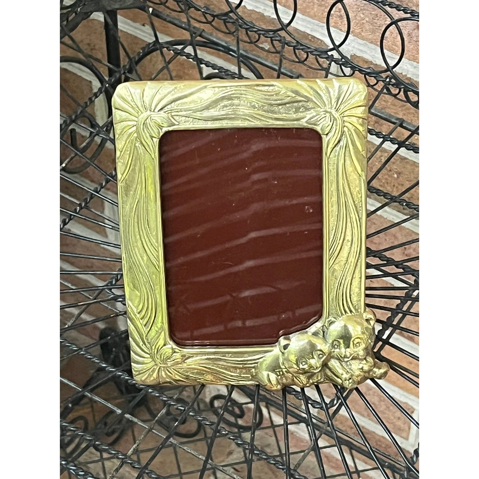 Moldura para foto de ursinho de pelúcia de bronze ursos antigos berçário bebê  - Imagem 1 de 4