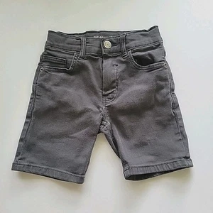 Zara Jeans The Regular Shorts Kids 5 Denim Dark Gray Adjustable Waist - Picture 1 of 16