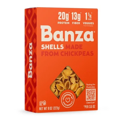Cáscaras de pasta de garbanzos Banza - Sin gluten, altas en proteínas, 8 oz Foto 1 de 4