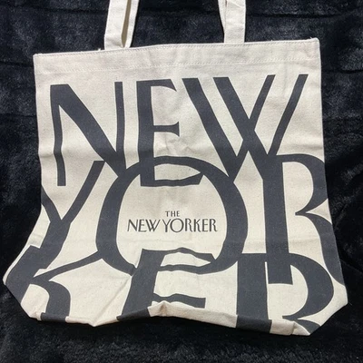 The New Yorker Tote Bag Sturdy Canvas Cream Black Logo 15"x15" - Image 1 of 4
