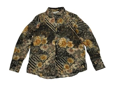 Blusa transparente Zara para mujer cuello M multicolor floral con botones manga larga Foto 1 de 4