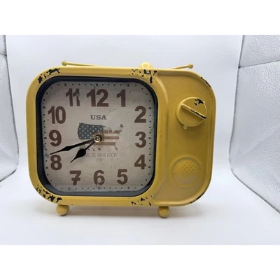 Retro Yellow TV Clock This Is America 1776 Novelty Desk Shelf Decor - Image 1 of 3