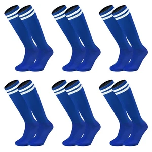6 Pairs Kids Youth Soccer Socks Solid Striped Knee High Tube Football Sports ... - Picture 1 of 7