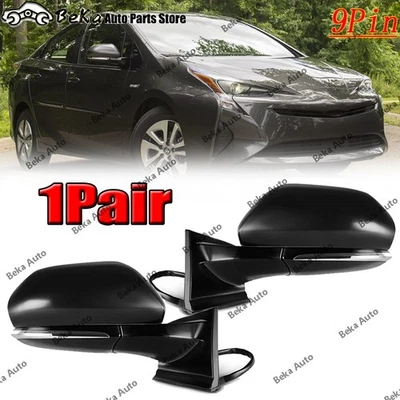 1Pair Rearview Mirror For Toyota Prius 2016 2017-2022 W/Turn Light+Heated 9Pin - Image 1 of 4