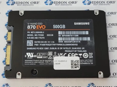 SAMSUNG 870 EVO 500GB 2.5" SATA SSD MZ-77E500, Grade A+, SKU 20773 - Image 1 of 2