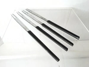 Mid Century Modern Fondue Forks Teak Wood Stainless Steel Japan Atomic set of 4 - Picture 1 of 10