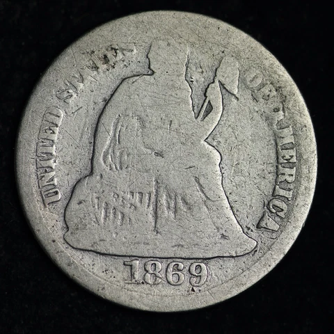 1869-S Seated Liberty Silver Dime CHOICE GOOD FREE SHIPPING E237 KCM Cover