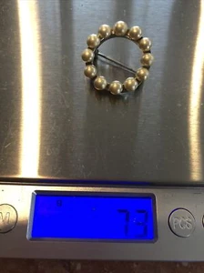 Vintage sterling silver with pearls round pin/brooch 7.3 g - Picture 1 of 6