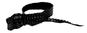 GENUINE CROCODILE HORNBACK SKIN PANEL BACKSTRAP NEW Black For Sheaths etc #F - Picture 1 of 5