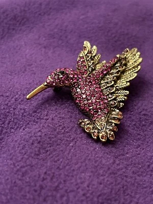 Magenta Topaz Crystal Hummingbird Brooch/Pin — 第 1/4 张图片