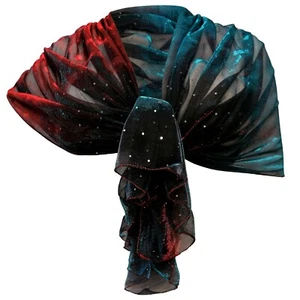 Sciarpa Scialle Brillante Metallizzata Glitter Foulard Donna Coprispalle Blu Ros - Foto 1 di 2