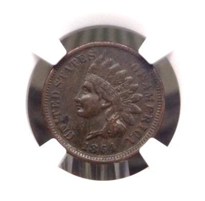 1864 Indian Head Cent *L on RIBBON* 1c NGC XF Details #020 Extra Fine ECC&C, Inc - Image 1 of 4