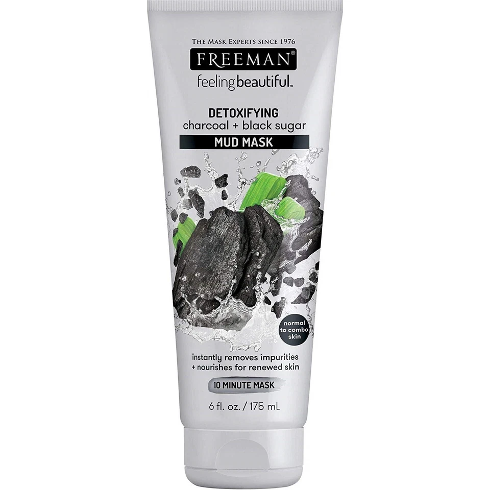Freeman Detoxifying Charcoal + Black Sugar Mud Mask 175 ml, EU SELLER - Image 1 of 1