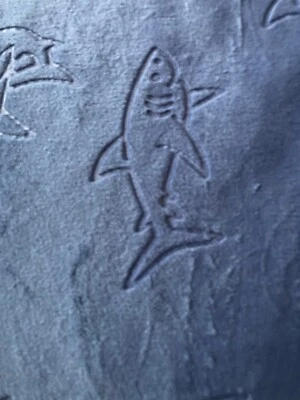 Manta minky de tiburón en relieve para niños pequeños con respaldo aqua minky. 32" X 57"  Foto 1 de 4