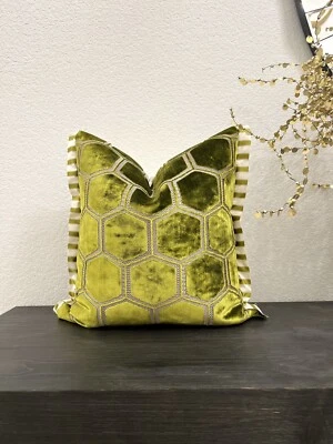 MANIPUR ~ Moss Colorway Designers Guild Velvet Pillow Cushion COVER Handcrafted - Image 1 of 4